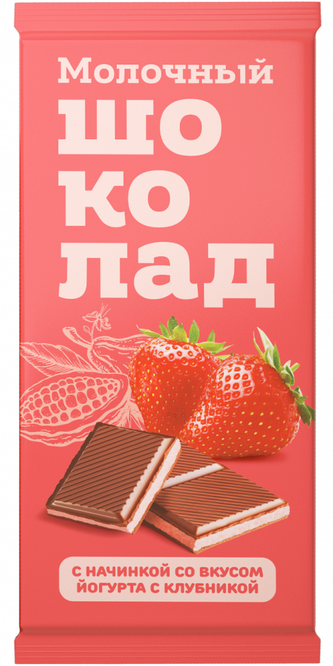  Меренга Шоколад молочный с начинкой Йогурт-Клубника,(блок 24шт по 80г)   в Электростали
